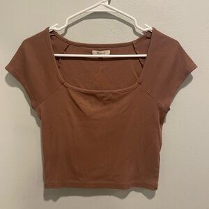Madewell Women’s Brown Scoopneck Cropped Tee Size Medium